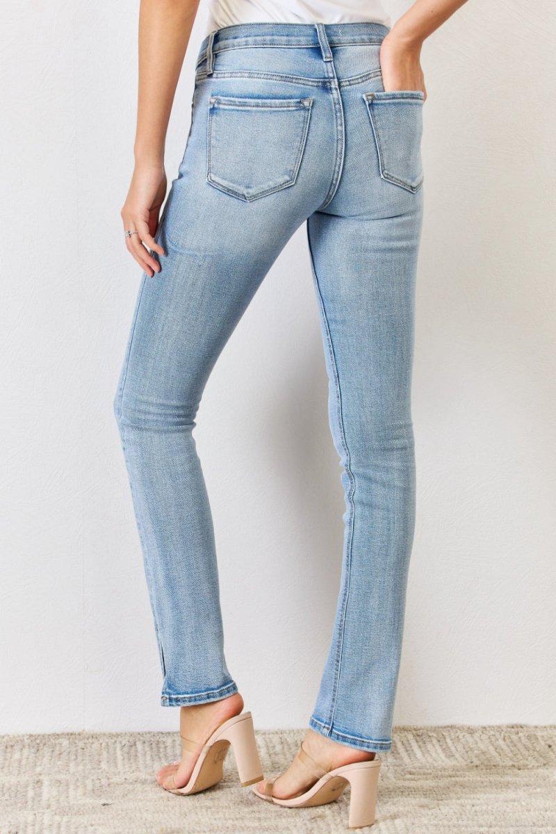 Kancan Full Size Mid Rise Y2K Slit Bootcut Jeans - Bottoms Sale